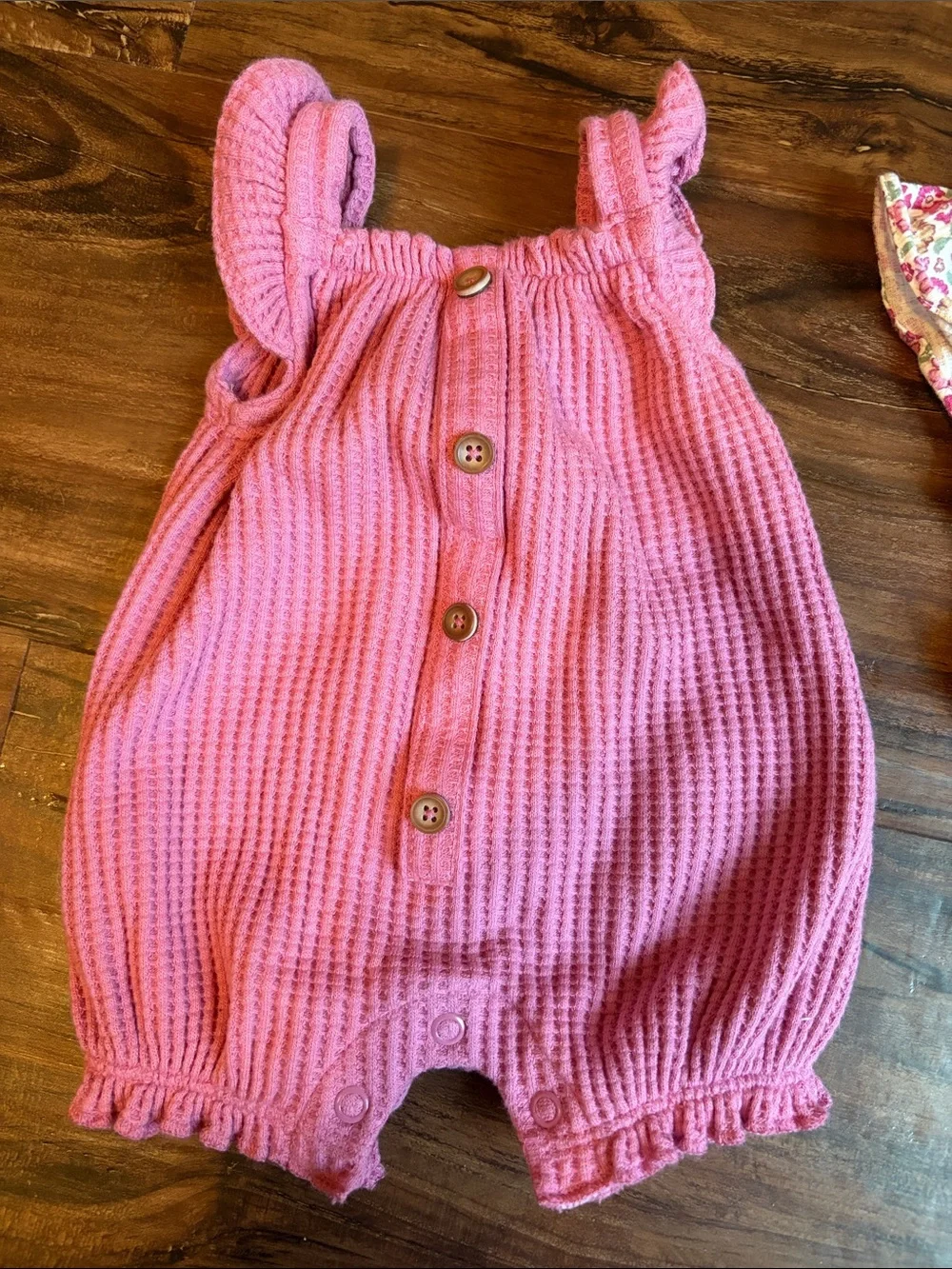 Pink Knit Baby Romper & Floral Bubble Romper 2-pack